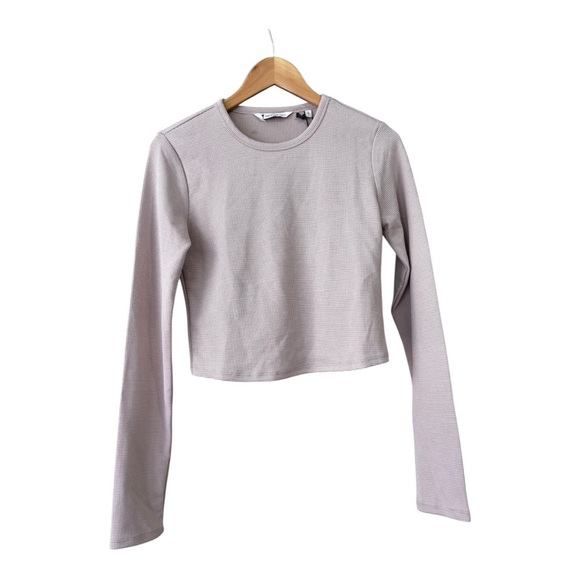 American Tall Cropped Long Sleeve Waffle Shirt for Tall Women DESERT ROSE Size S - Picture 8 of 13